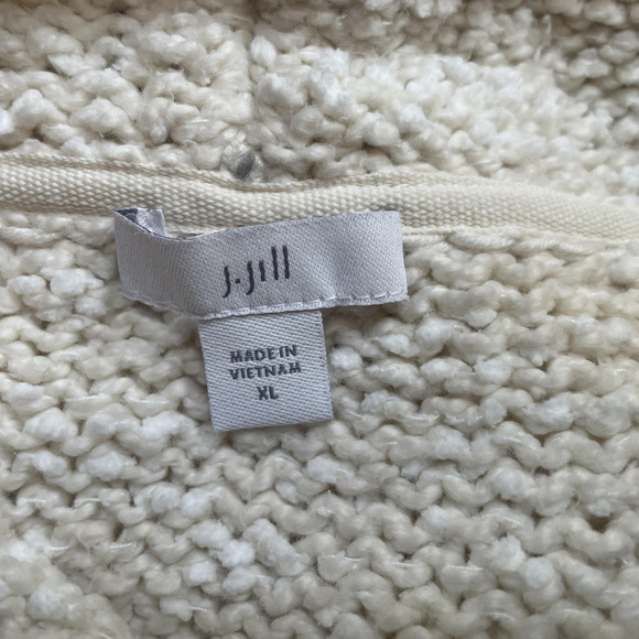 J Jill Sweater Women Extra Large Beige Cowl Neck Boucle Knit Boxy Pullover Top - Picture 4 of 13